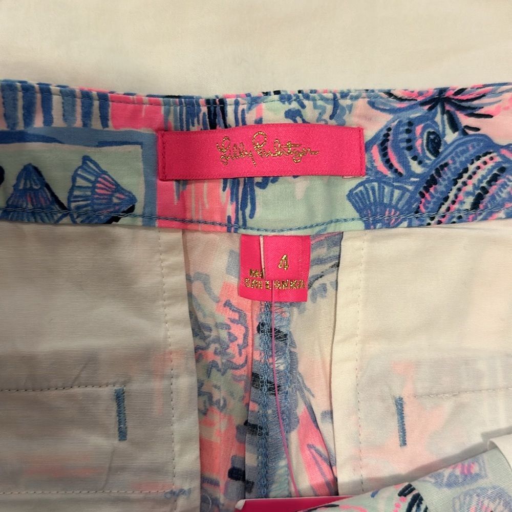 NWT LILLY PULITZER SIZE 4 ADIE RUFFLE POCKET STRETCH SHORT *OH BUOY*WHISPER BLUE - Picture 3 of 5